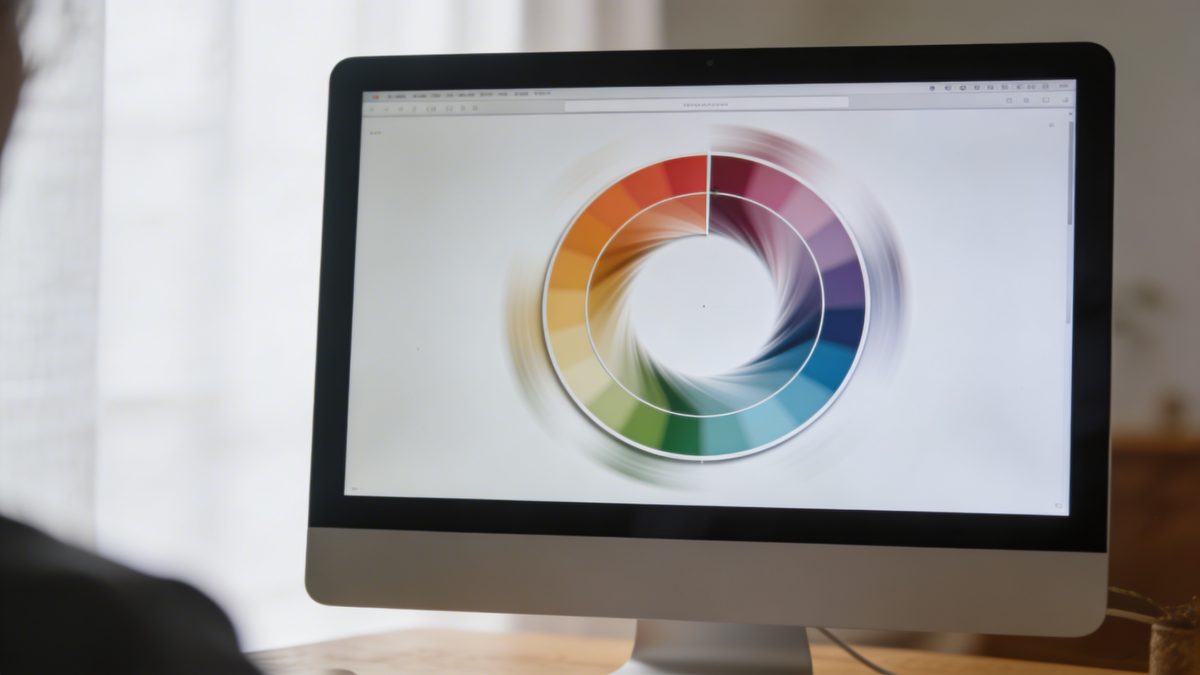 ecran dordinateur affichant une roue colorée tournante