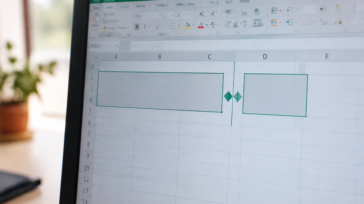 Ecran affichant une cellule Excel fusionnee se divisant