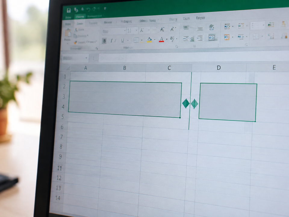 Ecran affichant une cellule Excel fusionnee se divisant